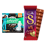 bb Combo Whisper Nights Sanitary Pads XXXL,20pcs + Cadbury Dairy Milk Silk Fruit Nut,129g Combo (2 Items)
