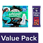 bb Combo Whisper Ultra Sanitary Pad XXL Plus,16pcs + Cadbury Dairy Milk Fruit & Nut,80g Combo 2 Items