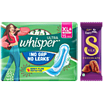 bb Combo Whisper Ultra No Gap No Leaks XL++ Pad, 15 pcs + Cadbury Dairy Milk Silk, 144g Combo (2 Items)
