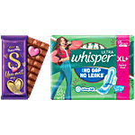 bb Combo Whisper Ultra No Gap No Leaks XL++ Pad, 15 pcs + Cadbury Dairy Milk Silk, 144g Combo (2 Items)