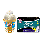 bb Combo Whisper Sanitary Maxi Nights XL,15Pads + Kwality Walls Frozen Vanilla, 700ml Combo 2 Items
