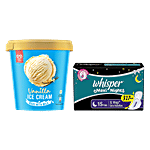 bb Combo Whisper Sanitary Maxi Nights XL,15Pads + Kwality Walls Frozen Vanilla, 700ml Combo 2 Items