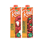 Real Fruit Power Litchi Juice + Fruit Power Cranberry Juice, Each 1L Combo 2 Items