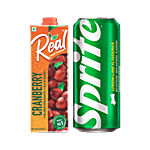 bb Combo Real Fruit Power Cranberry Juice,1L + Sprite Soft Drink, 300 ml Combo 2 Items