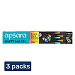 Apsara Matt Magic Extra Dark Pencils 3x10 pcs (Get Free Sharpener & Eraser) (Multipack)