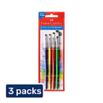 Faber castell Paint Brush - Flat Tri-Grip, Synthetic Hair, Assorted, Nos. 1, 2, 4, 6 3 x 4 pcs Multipack