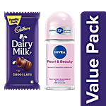 bb Combo Nivea Pearl & Beauty Women Deodorant Roll On 50ml + Cadbury Dairy Milk Bar 112g Combo 2 Items
