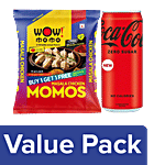 bb Combo Wow! Momo Masala Chicken Momos, 10 pcs + Coca Cola Zero Sugar Soft Drink, 300 ml Combo 2 items
