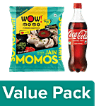 bb Combo Wow! Momo Jain Momos, 10 pcs + Coca Cola Soft Drink, 750 ml Combo 2 items