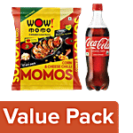 bb Combo Wow! Momo Corn & Cheese Chilli Momos, 10 pcs + Coca Cola Soft Drink, 750 ml Combo 2 items