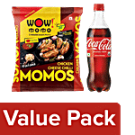 bb Combo Wow! Momo Chicken Cheese Chilli Momos, 10 pcs + Coca Cola Soft Drink, 750 ml Combo 2 items