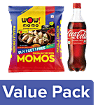 bb Combo Wow! Momo Masala Chicken Momos, 10 pcs + Coca Cola Soft Drink, 750 ml Combo 2 items
