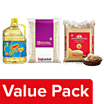 bb Combo Sunpure Sunflower Oil, 5 l+Aashirwad MP Atta+BBRoyal Sona Masoori Rice, 5kgeach combo 3 items