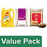 bb Combo Freedom Sunflower Oil 5 l+Aashirwad MP Atta 5Kg + BB Royal Sona Masoori Rice 5Kg combo 3 items