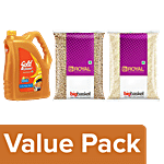 bb Combo Gold Winner Sunflower Oil 5 L + BB Royal Urad Gota 1kg + BB Royal idli Rice 5 kg combo 3 items