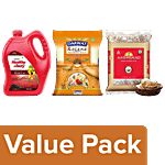 bb Combo Aashirvaad Chakki Atta,5kg+Emami Mustard Oil,5L+Daawat Rozana Basmati Rice,5kg Combo (3 Items)