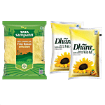 bb Combo Dhara Refined Sunflower Oil, 2x1 L + Tata Sampann Besan, 1 kg Combo (3 items)