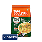Tata Soulfull Masala Oats+ Desi Veggie With 25% Millets, Non Sticky 2 x 500 g Multipack