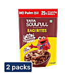 Tata Soulfull Ragi Bites No Maida Choco, 7 Grains, Protein Rich Breakfast Cereal 2 x 375 g Multipack