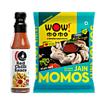 bb Combo Wow! Momo Jain Momos, 10 pcs + Ching's Secret Red Chilli Sauce, 200 g Combo (2 Items)