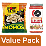 bb Combo Wow! Momo Chatpata Paneer Momos 10 pcs + Ching's Secret Schezwan Chutney 250 g Combo 2 Items