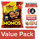 bb Combo Wow! Momo Chicken CheeseChilli Momos 10 pcs +Ching's Secret Schezwan Chutney 250 g Combo 2 Items