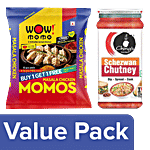 bb Combo Wow! Momo Masala Chicken Momos 20 pcs + Ching's Secret Schezwan Chutney 250 g Combo 2 Items