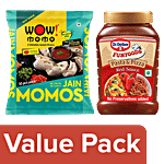 bb Combo Wow! Momo Jain Momos 10 pcs + Dr.Oetker FunFoods Pasta & Pizza Red Sauce 315 g Combo (2 Items)