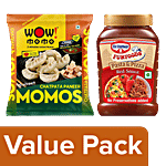 bb Combo Wow! Momo Chatpata Paneer Momos 10 pcs + Dr.Oetker Pasta & Pizza Red Sauce 315 g Combo (2 Items)
