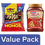 bb Combo Wow! Momo Masala Chicken Momos 20 pcs + Dr.Oetker Pasta & Pizza Red Sauce 315 g Combo (2 Items)