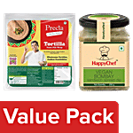 bb Combo HappyChef Bombay Sandwich Spread, 250 g + Precia Tortilla Wrap, 6 pcs Combo 2 items