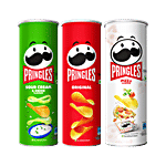 Pringles Potato Chips Original + Sour Cream & Onion + Pizza Flavour Snacks combo Combo 3 items