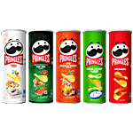 Pringles Original+Cream&Onion,107gEach+Pizza+PeriPeri+MasalaTadka PotatoCrisps,102gEach Combo (5 Items)