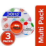 Doms Soccer Shots Pencil Sharpener, Long-Lasting Blade, Anti-Rust Coating 3 x 1 pc Multipack