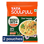 Tata Soulfull Masala Oats+ Desi Veggie, With 25% Millets, Non-Sticky 2 x 33 g Multipack