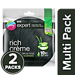 Godrej Expert Rich Creme Hair Colour - Natural Black, Long-Lasting, 100% Grey Coverage 2 x 24 ml Multipack
