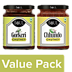 ADF Soul Raw Mango Gorkeri Pickle + Shredded Mango Chhundo Chutney, 325 g Each Combo (2 Items)