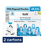 Plush Ultra Thin Sanitary Pads With Disposal Pouches & 4 Liners - XXL 2x25 pcs (Multipack)