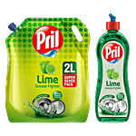 Pril Dishwash Liquid Gel Lime 2 L Refill Pouch + 750 ml Bottle Combo 2 Items