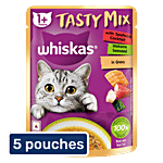 Whiskas Tasty Mix Chicken With Salmon Wakame Seaweed In Gravy Adult Cat Wet Food 5x70 g (Multipack)