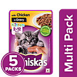 Whiskas Chicken In Gravy Kitten Wet Cat Food - 2-12 Months 5x85g (Multipack)