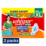Whisper Choice Ultra Sanitary Pads - XL 2 x 40 pcs Multipack