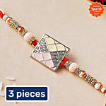 Daivya Sparsh by bigbasket Fusion Square Modern Designer Rakhi With Kumkum & Rice 3x1 pc Multipack