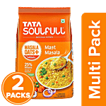 Tata Soulfull Masala Oats+ - With 25% Millets, Mast Masala, Non-Sticky 2 x 500 g Multipack