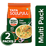 Tata Soulfull Masala Oats+ - With 25% Millets, Desi Veggie, Non Sticky 2 x 500 g Multipack