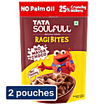 Tata Soulfull Ragi Bites No Maida Choco, 7 Grains, Protein Rich Breakfast Cereal 2 x 375 g Multipack