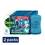 Dettol Icy Cool Bathing Soap Bar - With 2x Menthol 100 g (Pack of 4 x 2) Multipack