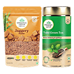 bb Combo Organic India Tulsi Green Tea Classic 100g+ Organic Jaggery Powder 500g Combo (2 Items)