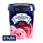 London Dairy Premium Ice Cream - Simply Strawberry 2 x 500 ml Tub Multipack