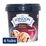 London Dairy Premium Ice Cream - Tiramisu, Contains Egg 6 x 125 ml Cup Multipack